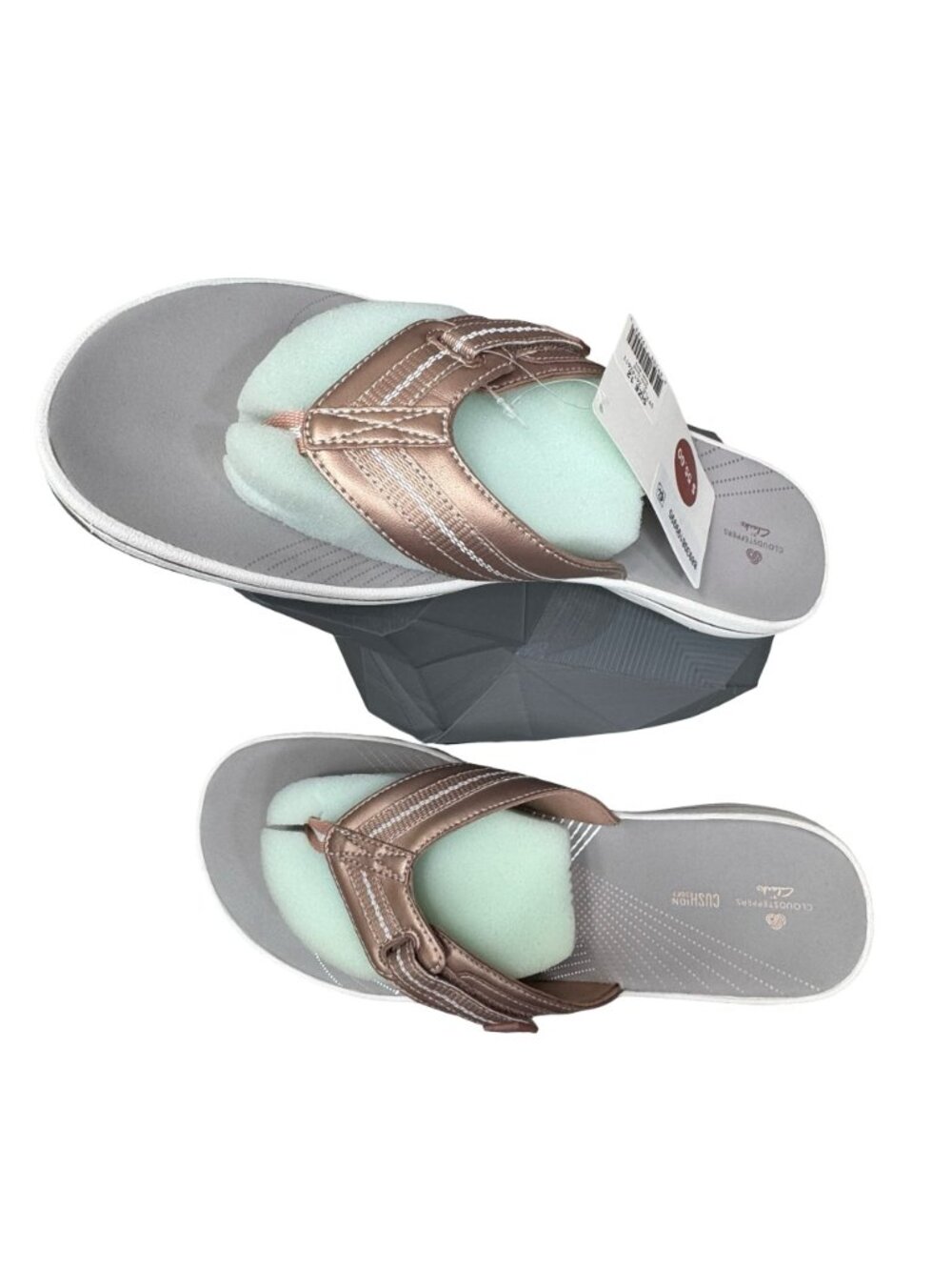 Rose Gold Flip Flops Clarks Cloudsteppers Brinkley Jazzh 12M Comfortable Sandals - Picture 2 of 11